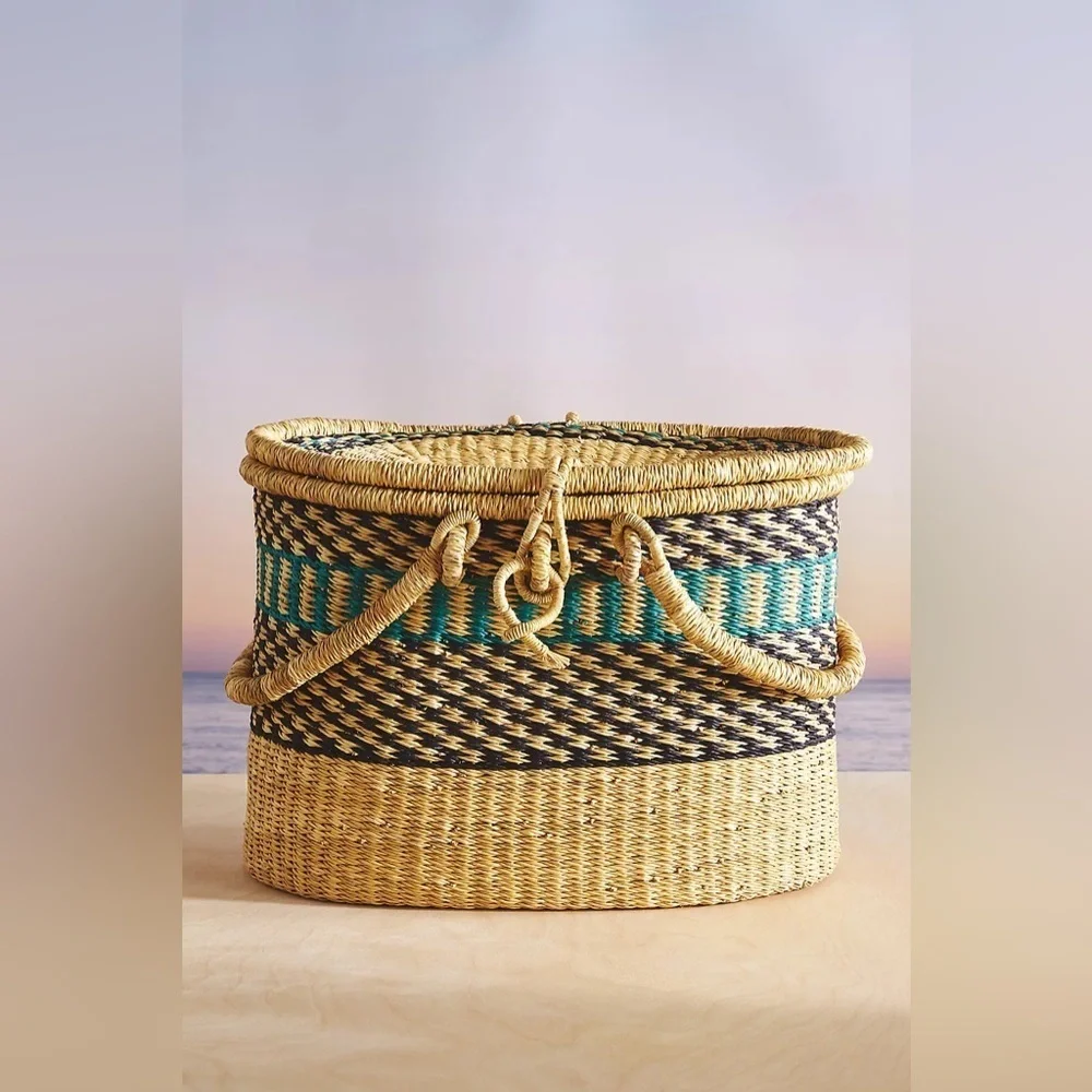 Anthropologie Greensward Picnic Basket NWT